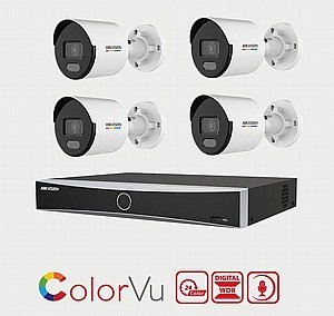 קיט להתקנה עצמית 4 מצלמות IP צינור Hikvision ColorVu 4MP כולל מערכת הקלטה NVR 8CH. קיט להתקנה עצמית 4 מצלמות IP צינור Hikvision ColorVu 4MP כולל מערכת הקלטה NVR 8CH.